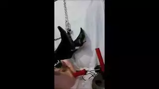 bound captive sucks off jailers massive dick in explicit porn